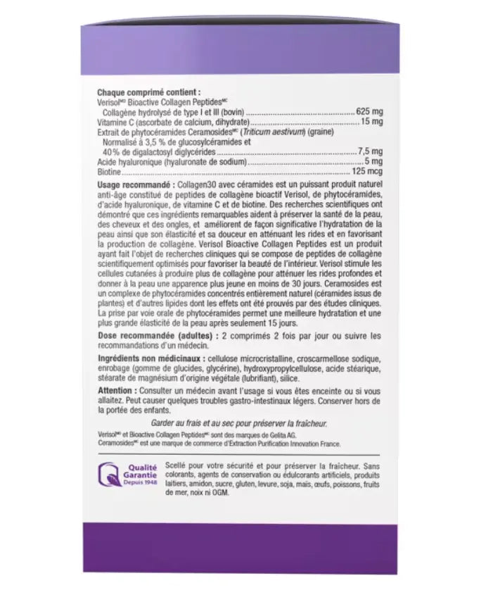 Webber Naturals Collagen30 Hydrating Glow Ceramides Bioactive Collagen Peptides 120 Tablets