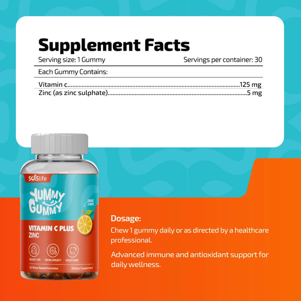 SoisLife Yummy Gummy Vitamin C Plus Zinc 30 Vegan Gummies