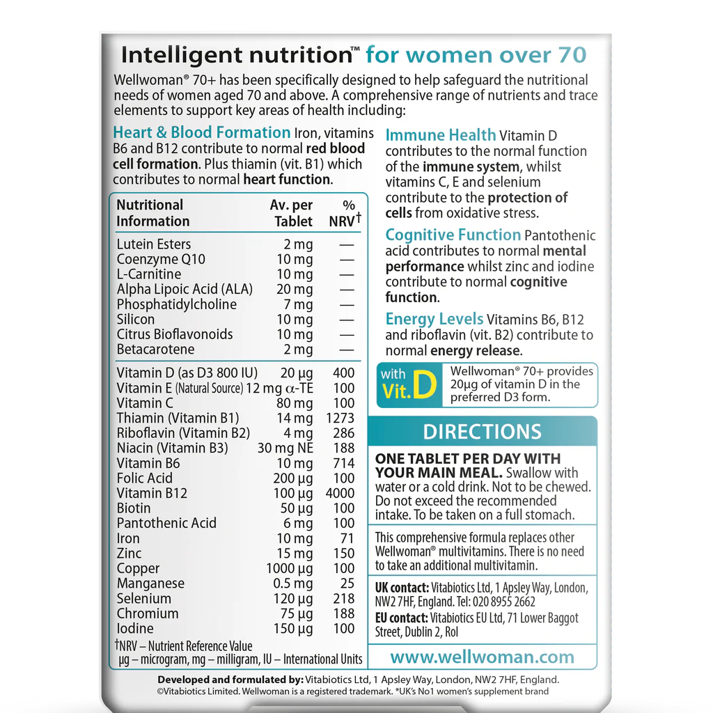 Vitabiotics Wellwoman 70 plus 30 Tablets