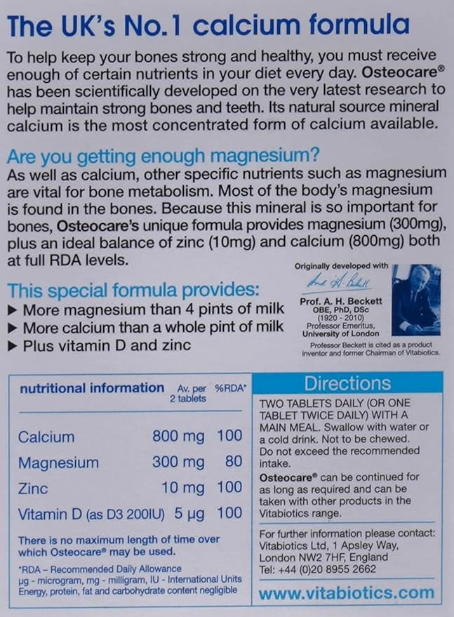 Vitabiotics Osteocare Original Calcium Magnesium Zinc And Vitamin D 30 Tablets