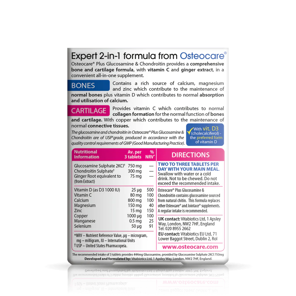 Vitabiotics Osteocare Plus Glucosamine Chondroitin 60 Tablets