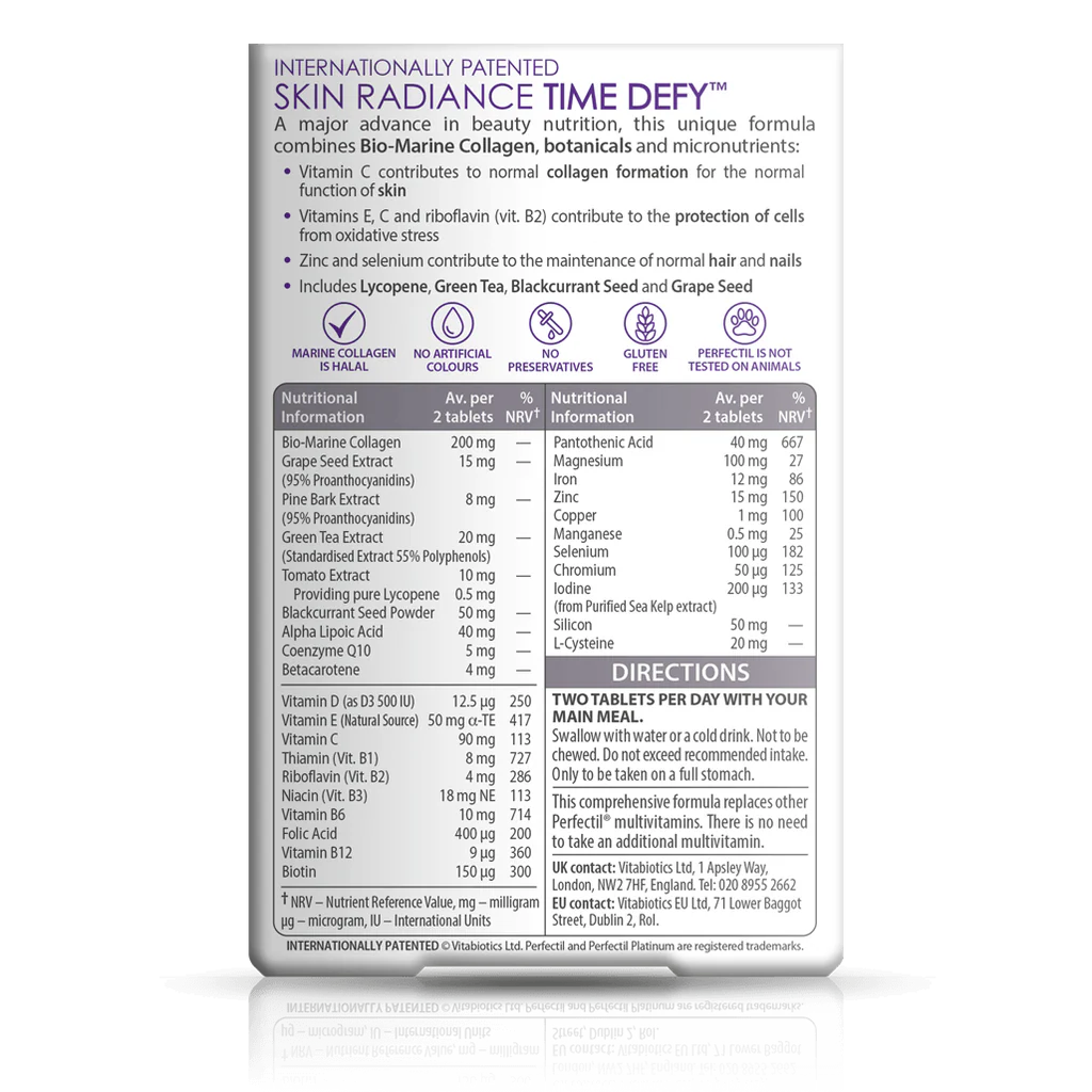 Vitabiotics Perfectil Platinum Radiance Skin Time Defy 30 Tablets
