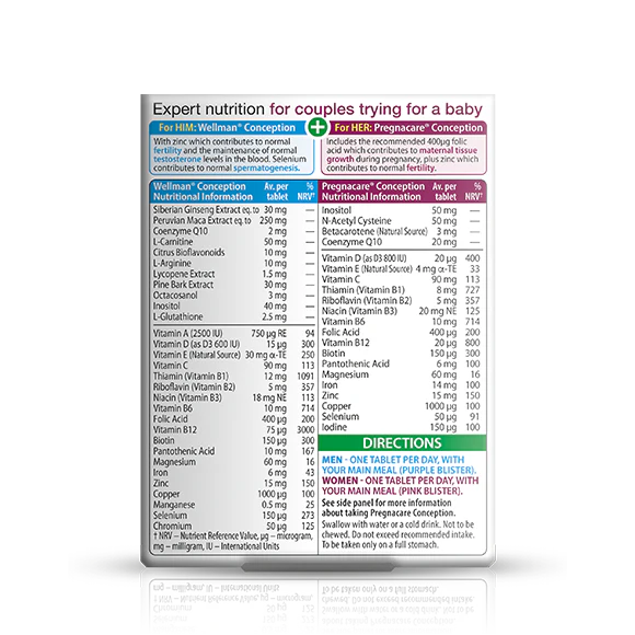 Vitabiotics Pregnacare Him and Her Conception 60 Tablets