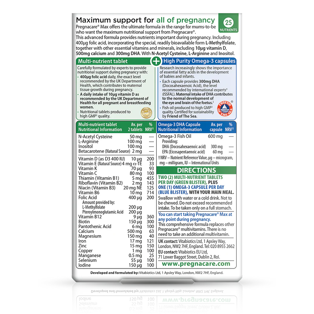 Vitabiotics Pregnacare Max Pregnancy 84 Tablets/Capsules