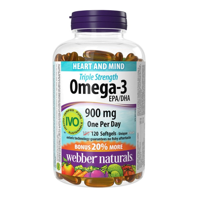 Webber Naturals Triple Strength Omega 3 900 mg EPA/DHA 120 Softgels