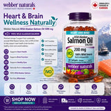 Webber Naturals Wild Alaskan Salmon Oil 200 mg EPA/DHA 220 Clear Enteric Softgels