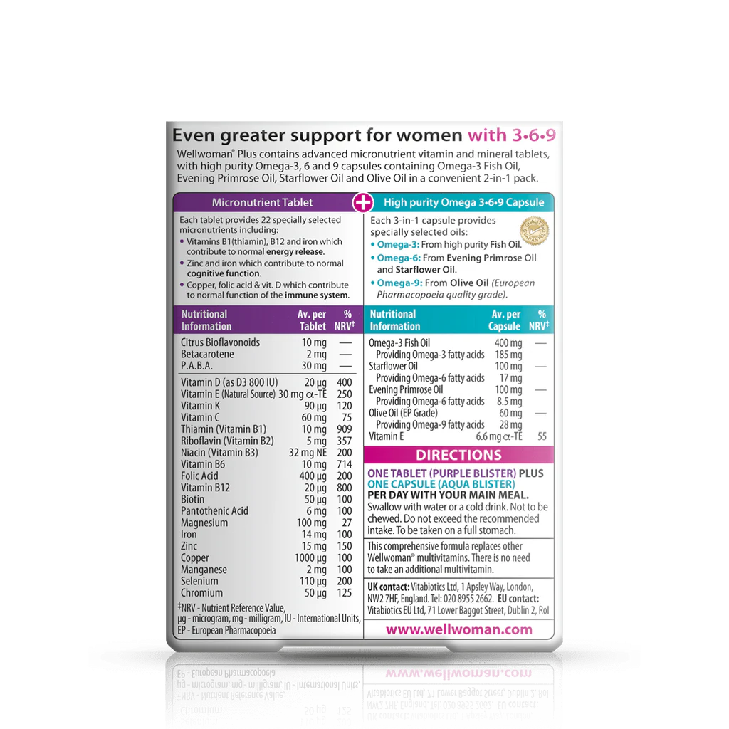 Vitabiotics Wellwoman Plus Omega 3-6-9 56 Tablets/Capsules