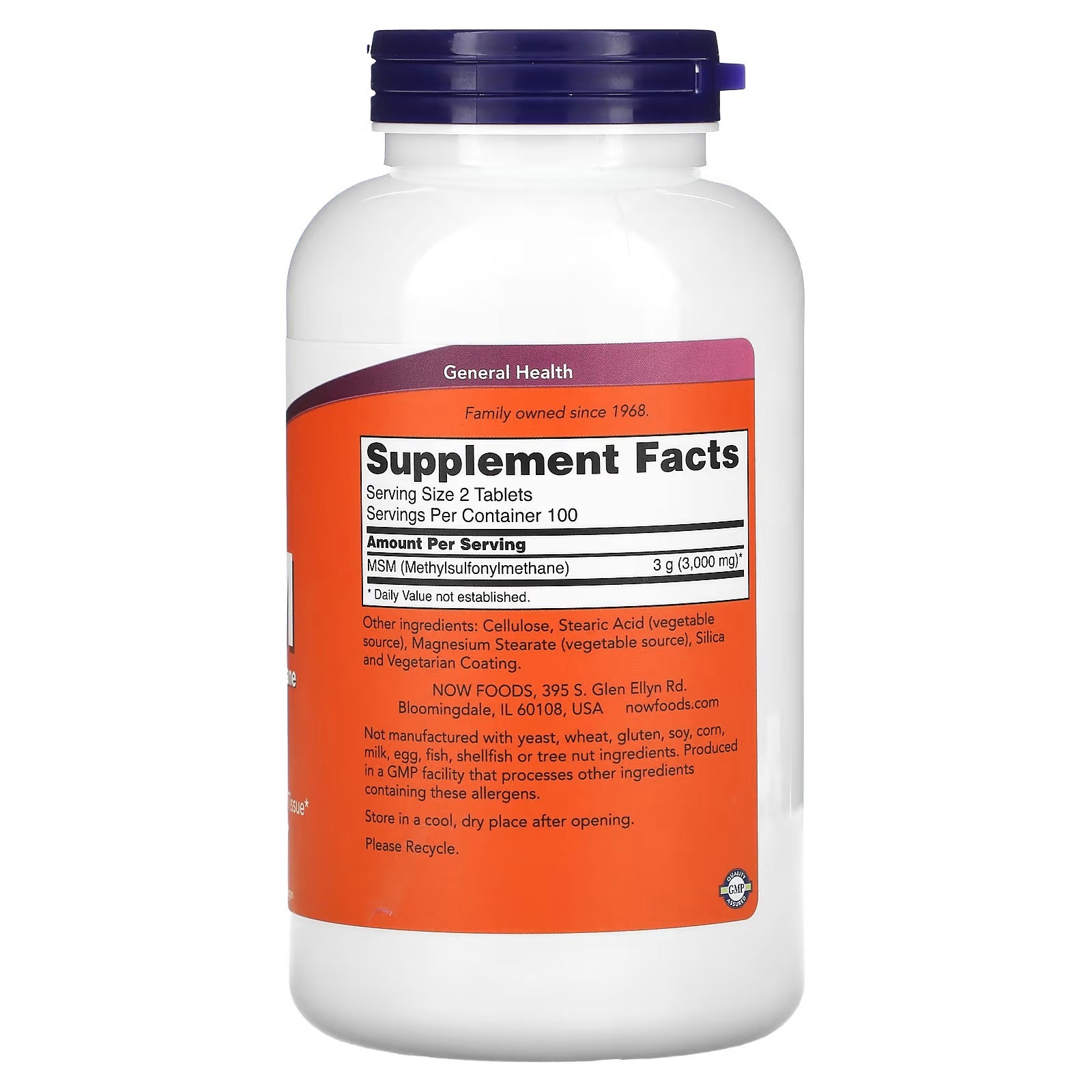 NOW Foods MSM 1500 mg 200 Tablets