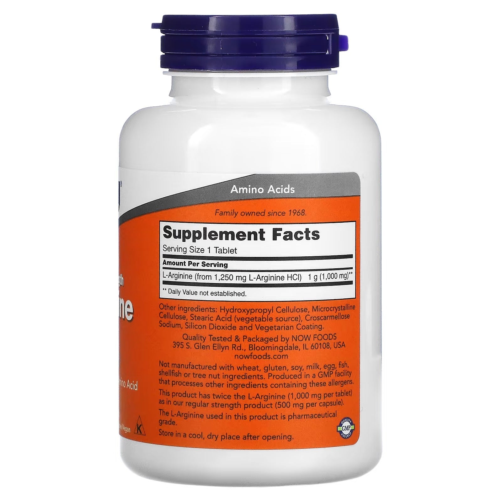 NOW Foods Double Strength L Arginine 1000mg 120 Tablets