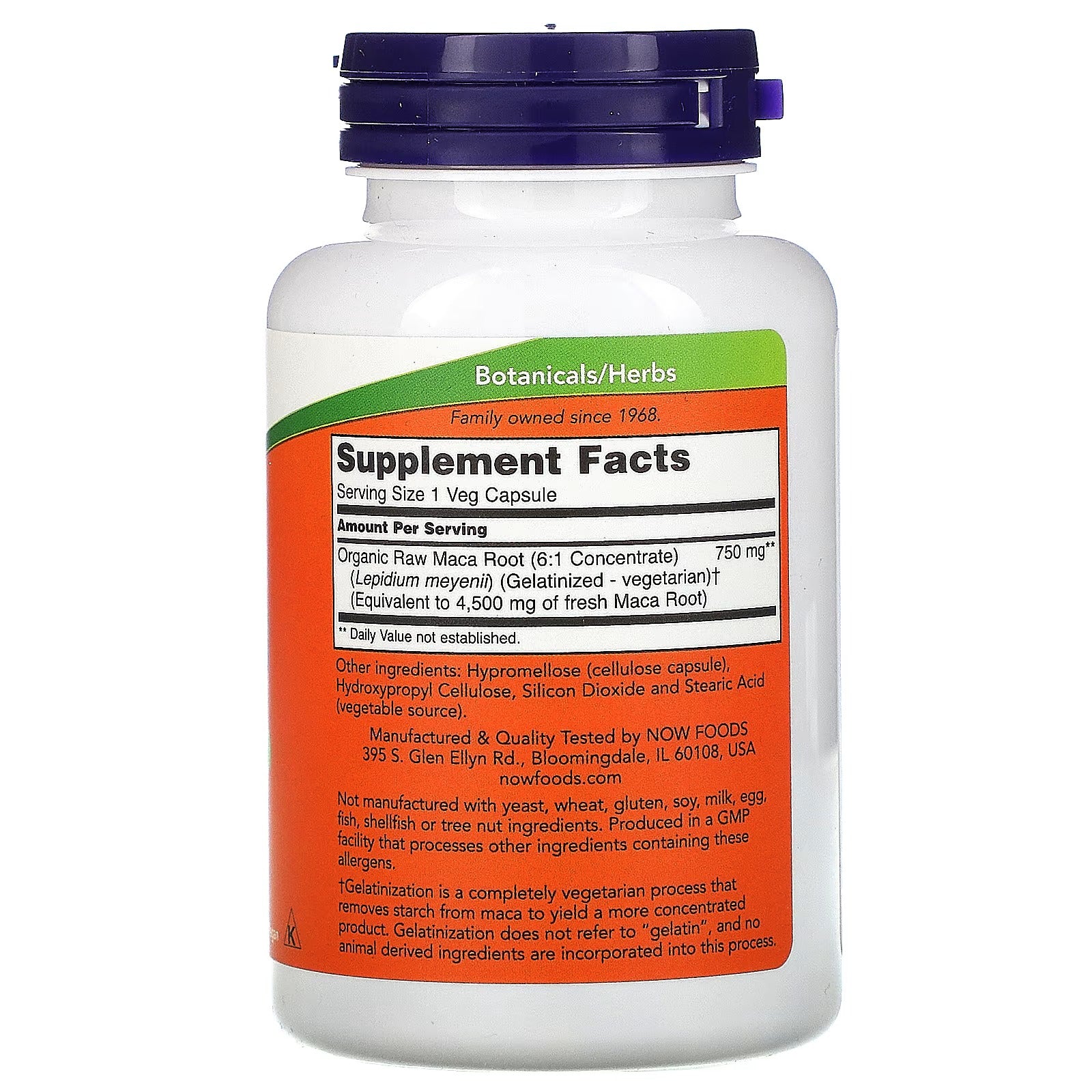 NOW Foods Raw Maca 750 mg 90 Veg Capsules