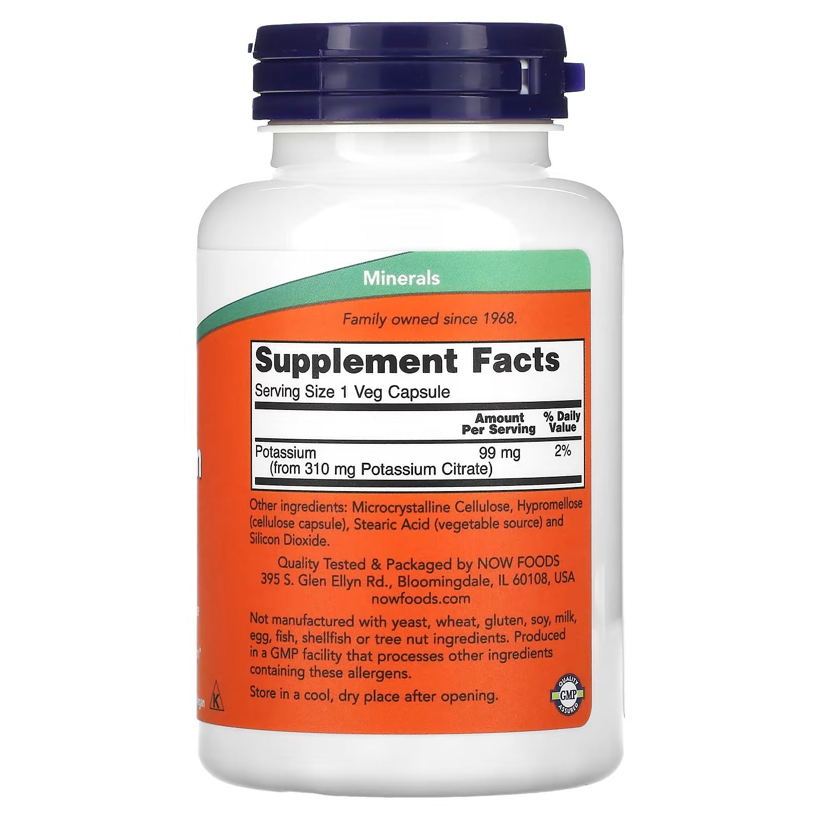 NOW Foods Potassium Citrate 99 mg 180 Veg Capsules