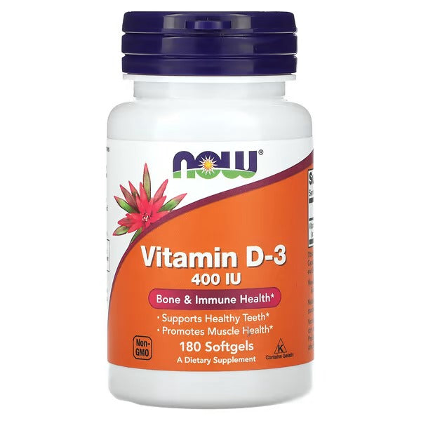 NOW Foods Vitamin D-3 400 IU – 180 Softgels