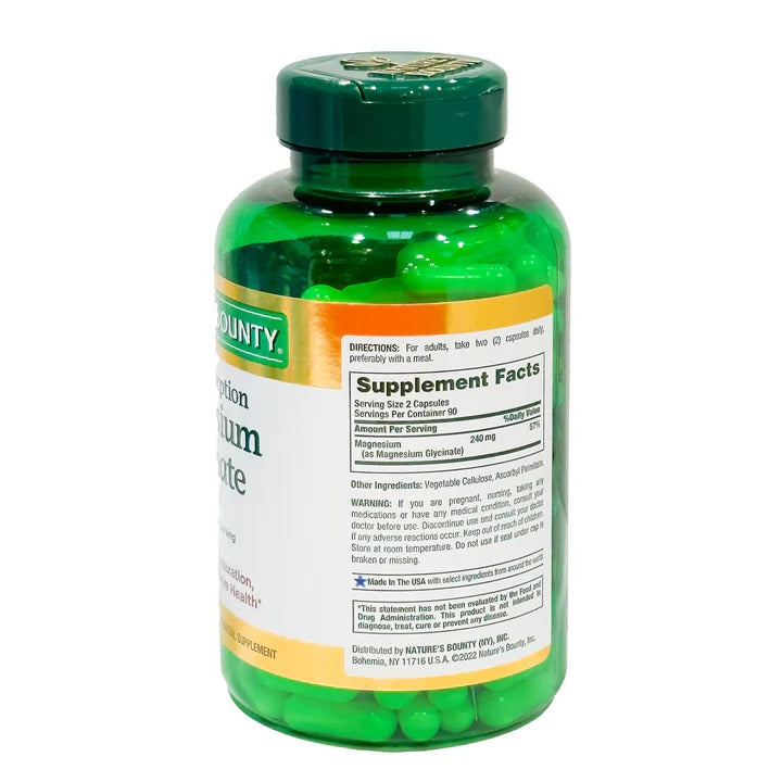 Nature’s Bounty High Absorption Magnesium Glycinate 240mg 180 Capsules