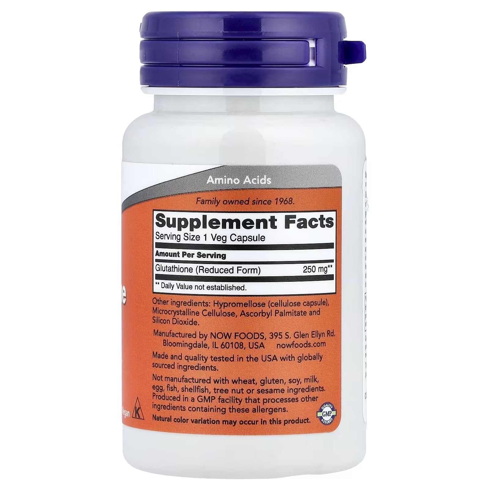 Now Foods Glutathione 250 mg 60 Veg Capsules