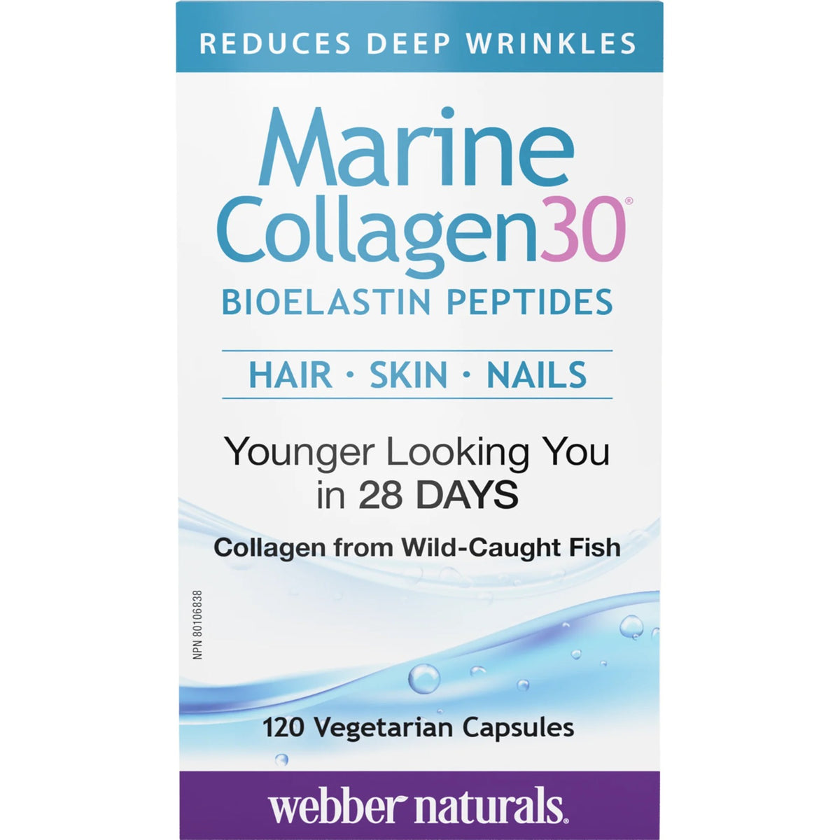 Marine Collagen 30 with Bioelastin Peptides 120 Vegetarian Capsules