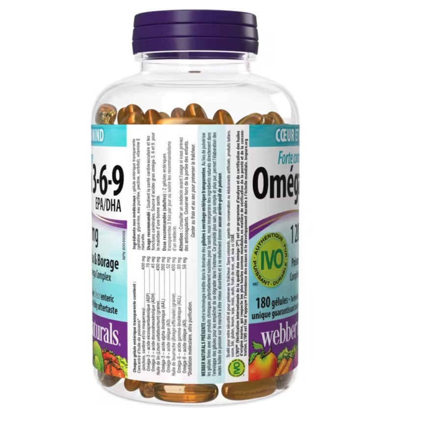 Webber Naturals Omega 3-6-9 1200 mg 180 Softgels