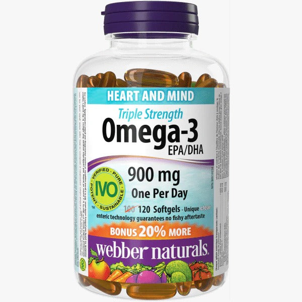 Webber Naturals Triple Strength Omega-3 900 mg EPA/DHA 120 Softgels
