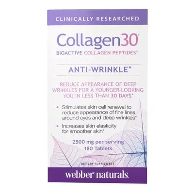 Webber Naturals Collagen30 Anti-Wrinkle Bioactive Collagen Peptides 180 Tablets