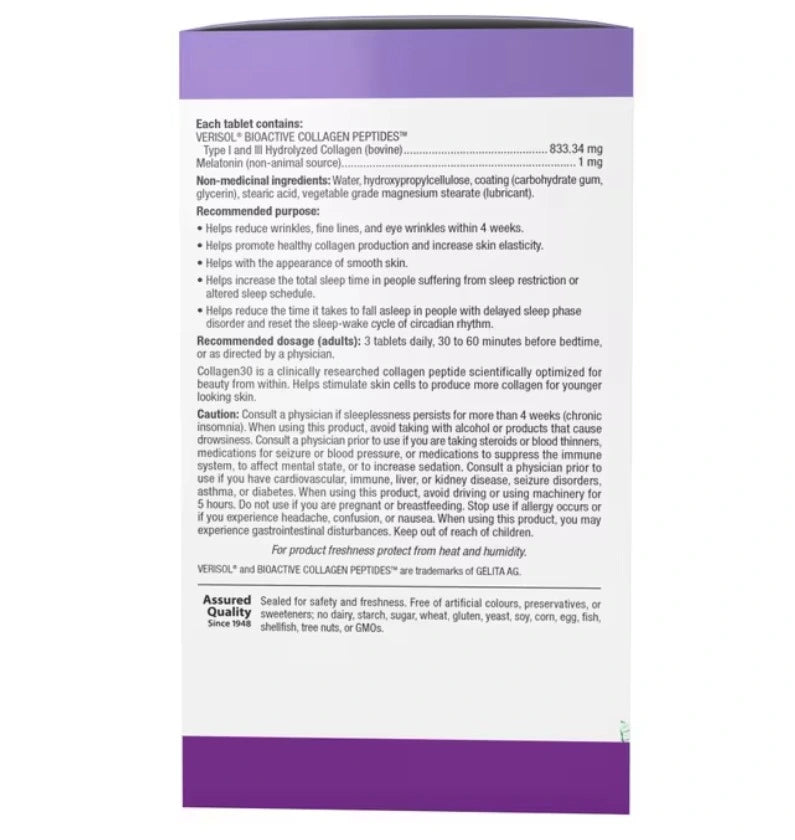 Webber Naturals Collagen30 with Melatonin Bioactive Collagen Peptides Beauty Sleep Tablets 120 Tablets
