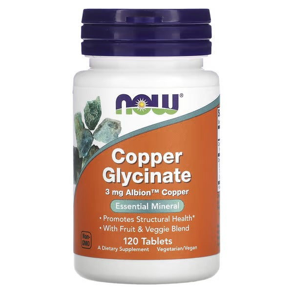 NOW Foods Copper Glycinate 3mg 120 Tablets