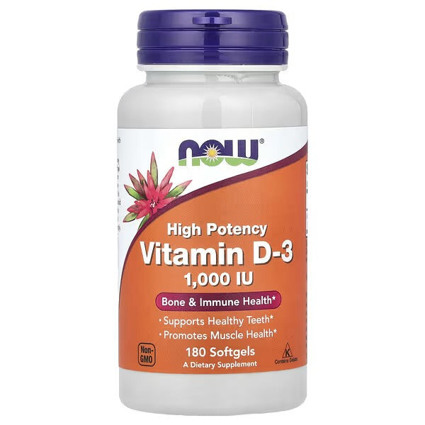 NOW Foods Vitamin D3 High Potency 1000 IU 180 Softgels
