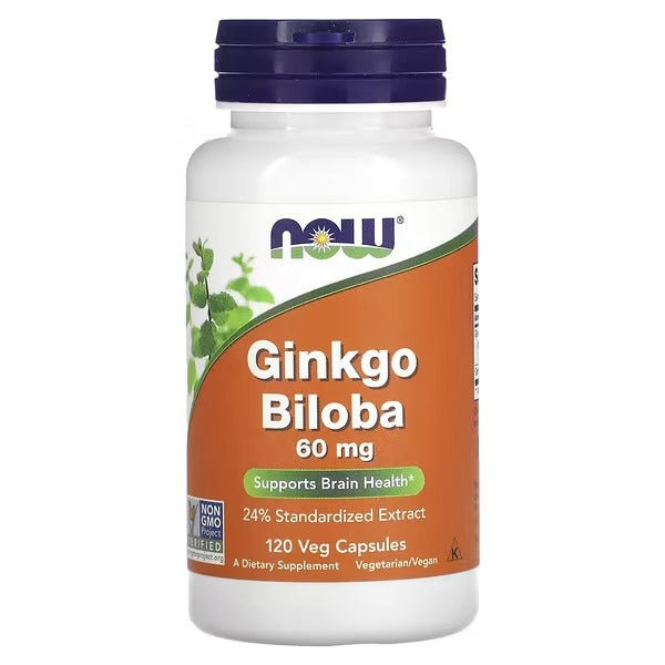NOW Foods Ginkgo Biloba 60 mg 120 Veg Capsules