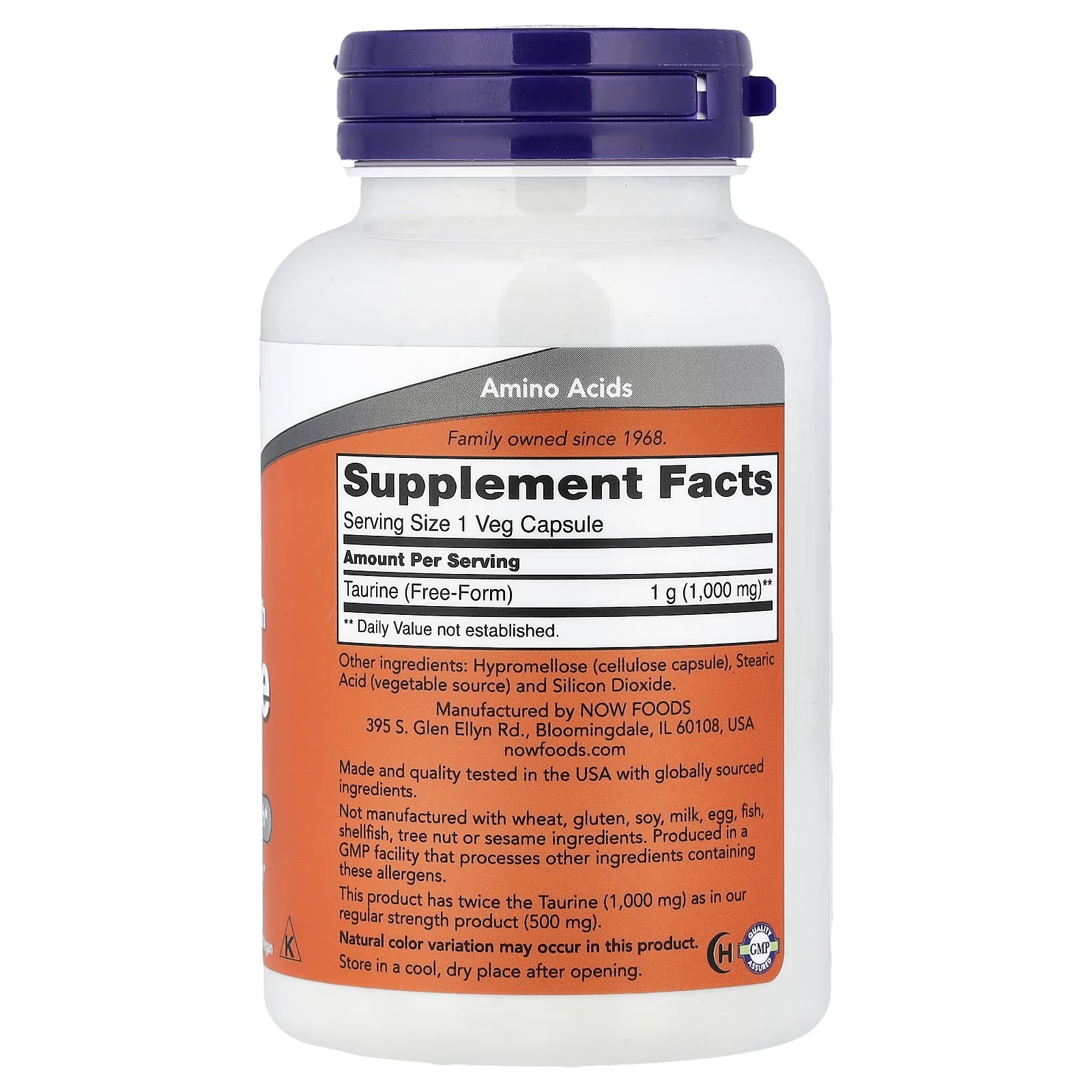 NOW Foods Taurine 1000 mg 100 Veg Capsules