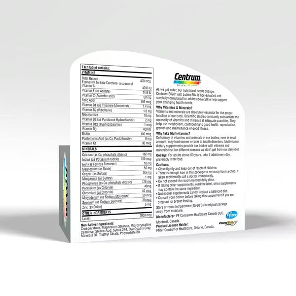 Centrum Silver with Lutein Adults 50+ 100 Tablets