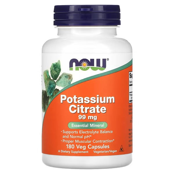 NOW Foods Potassium Citrate 99 mg 180 Veg Capsules