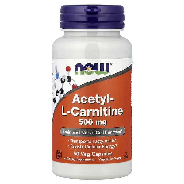 NOW Foods Acetyl L Carnitine 500 mg 50 Veg Capsules