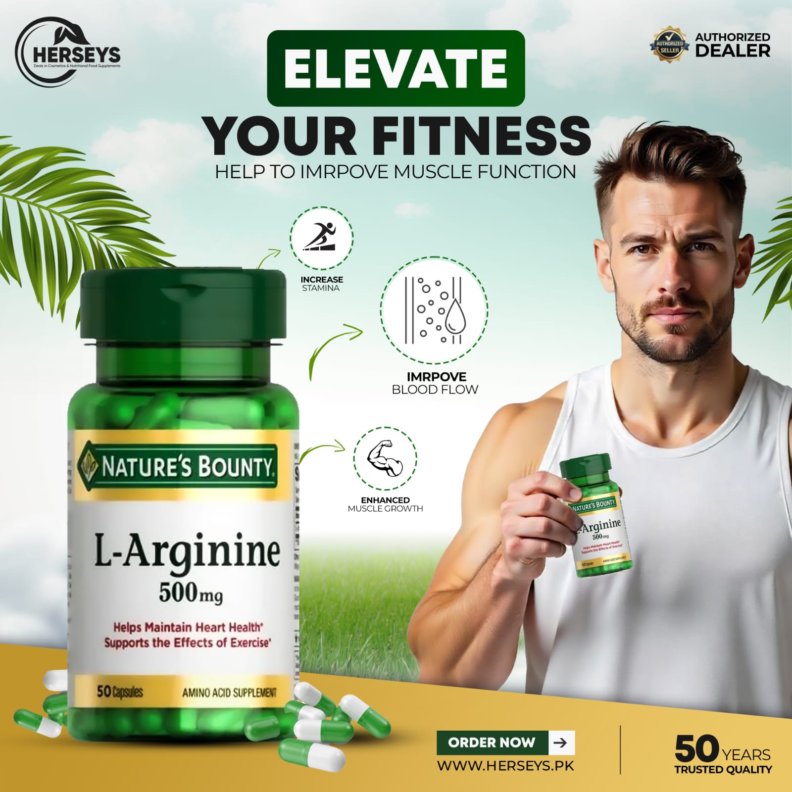Nature's Bounty L Arginine 500mg 50 Capsules