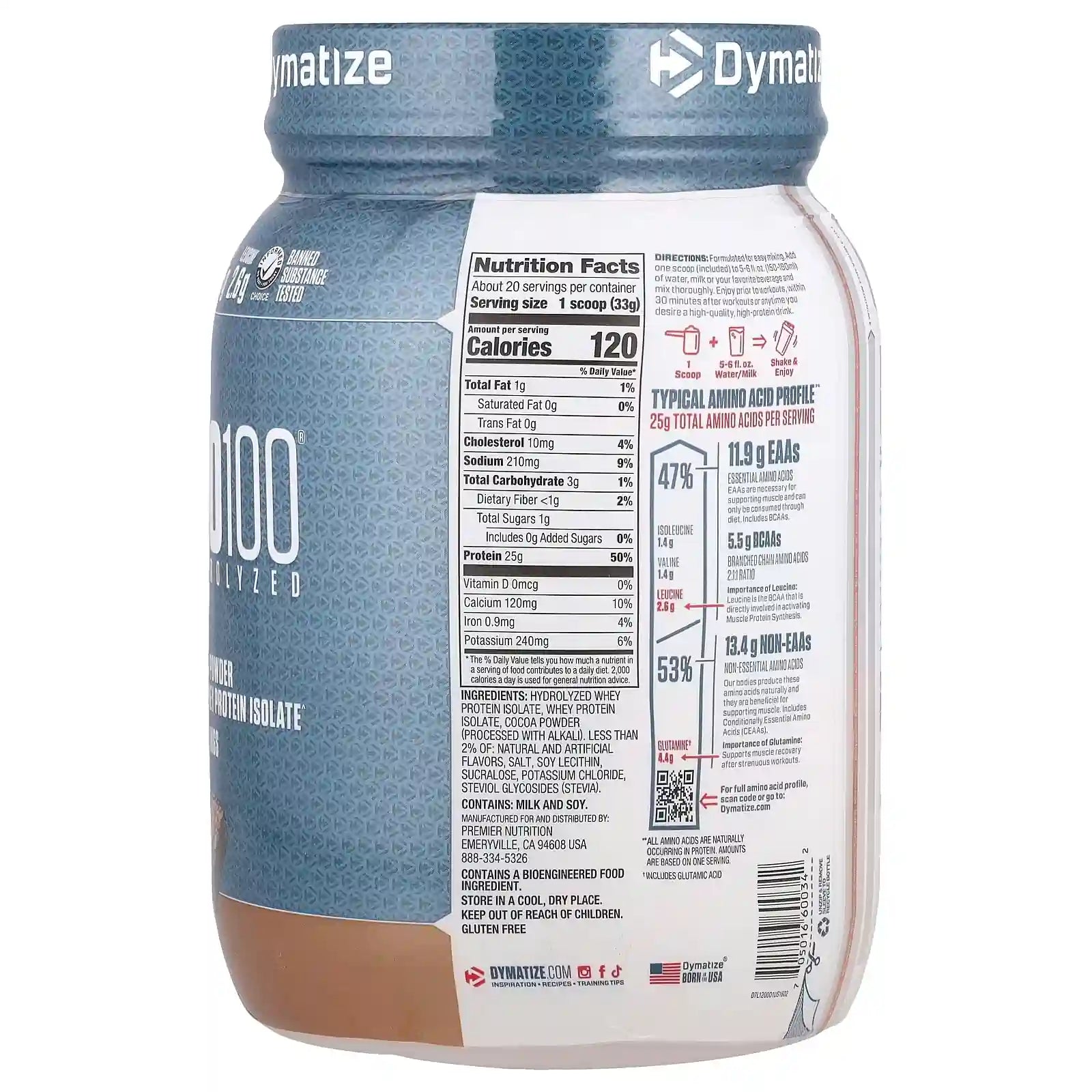 Dymatize ISO100 Hydrolyzed 100% Whey Protein Isolate Fudge Brownie 660g