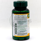 Nature's Bounty L-Theanine 200mg back label, showing 50 years quality, Non-GMO, and calm mood support.
