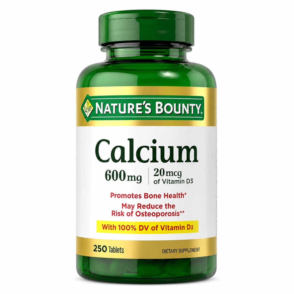 Natures Bounty Calcium 600 with Vitamin D3 250 Tablets