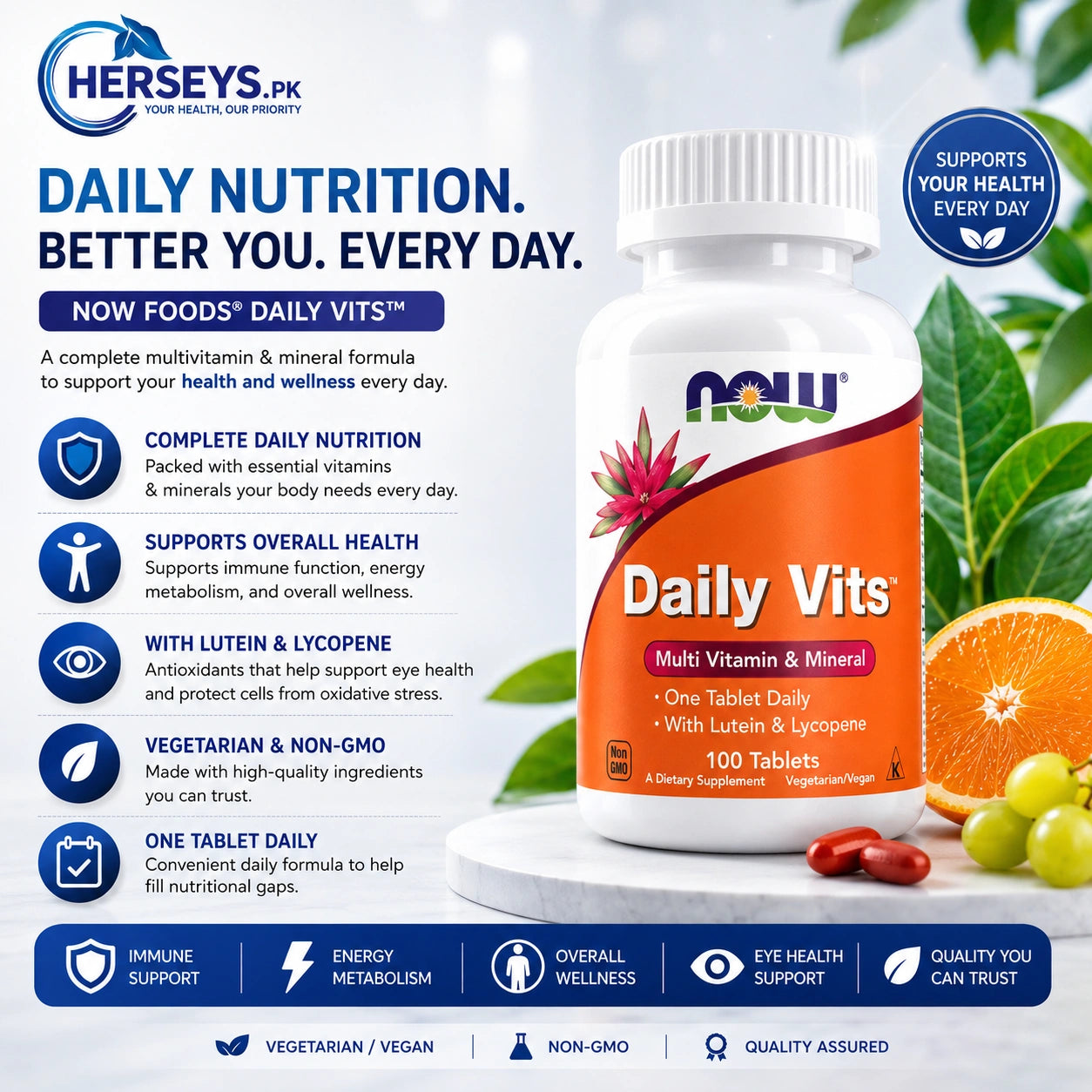 NOW Foods Daily Vits Multi Vitamin Mineral 100 Tablets