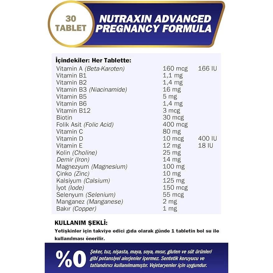 Nutraxin Advanced Pregnancy Formula 30 Tablets