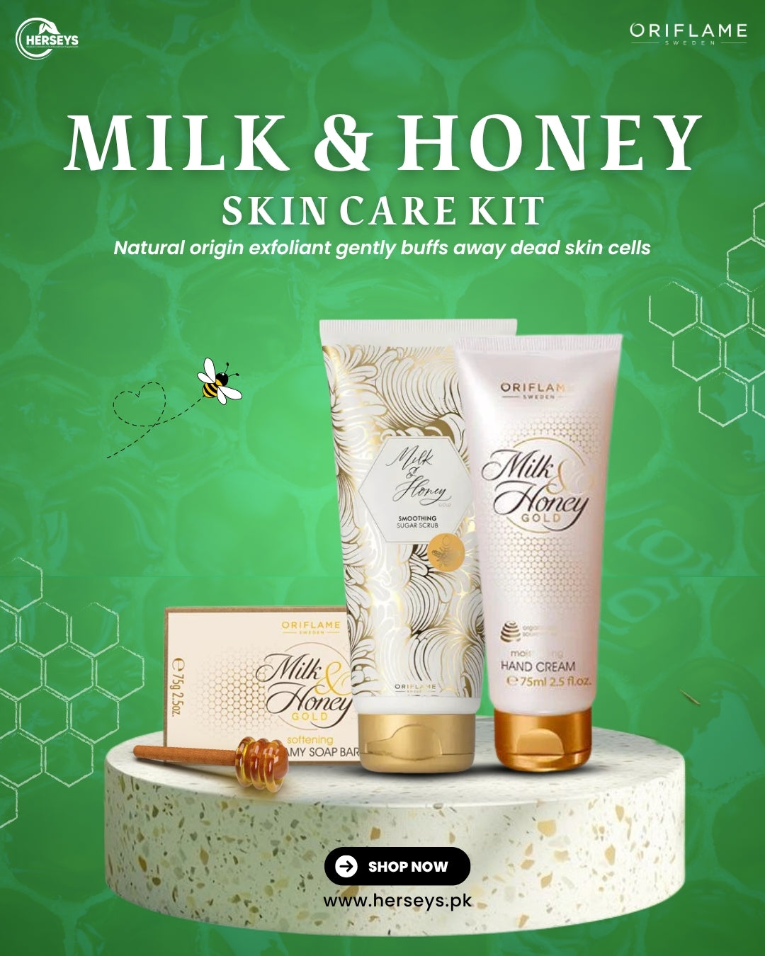 Oriflame Milk And Honey Gold Exfoliate Soften & Moisturize Bundle