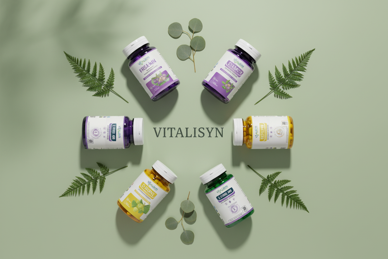 Vitalisyn Actual Products Flat Lay